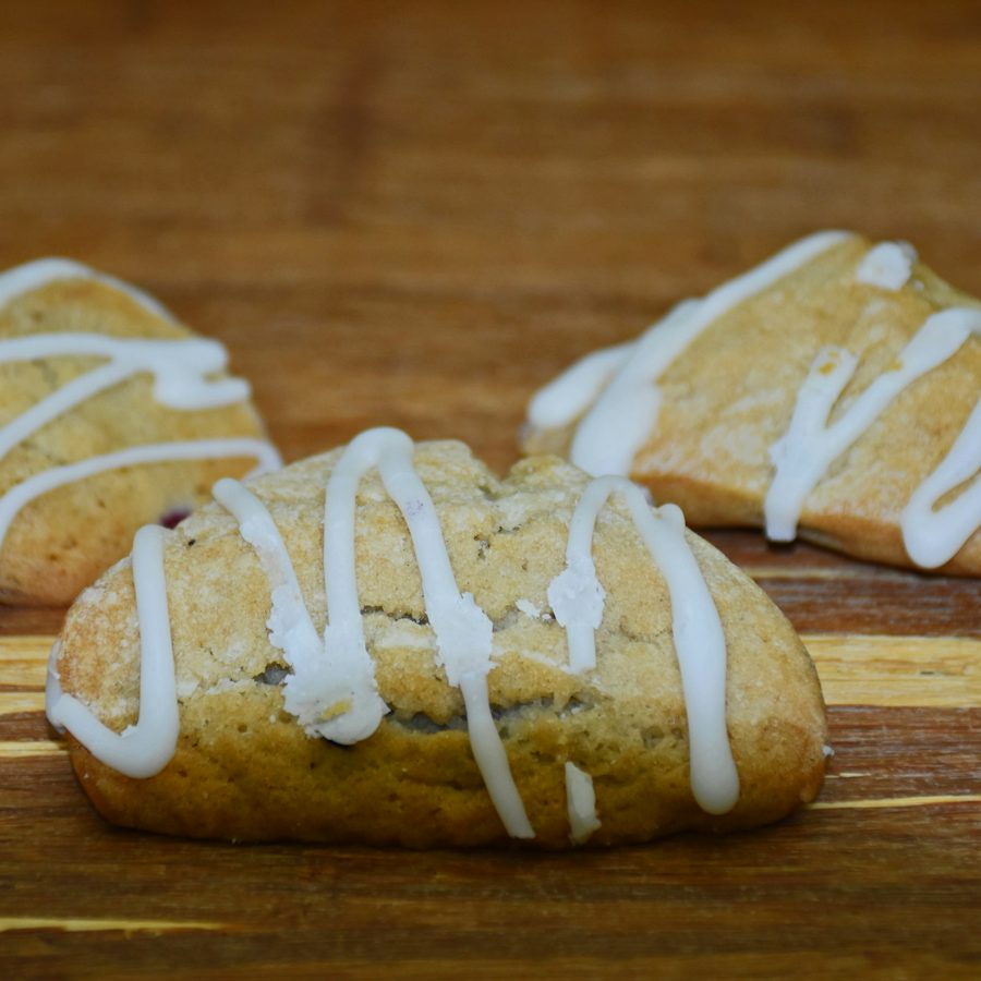 Iced bakes on a wooden board