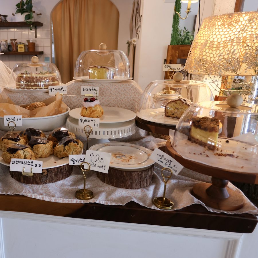 Cakes and pastries on display