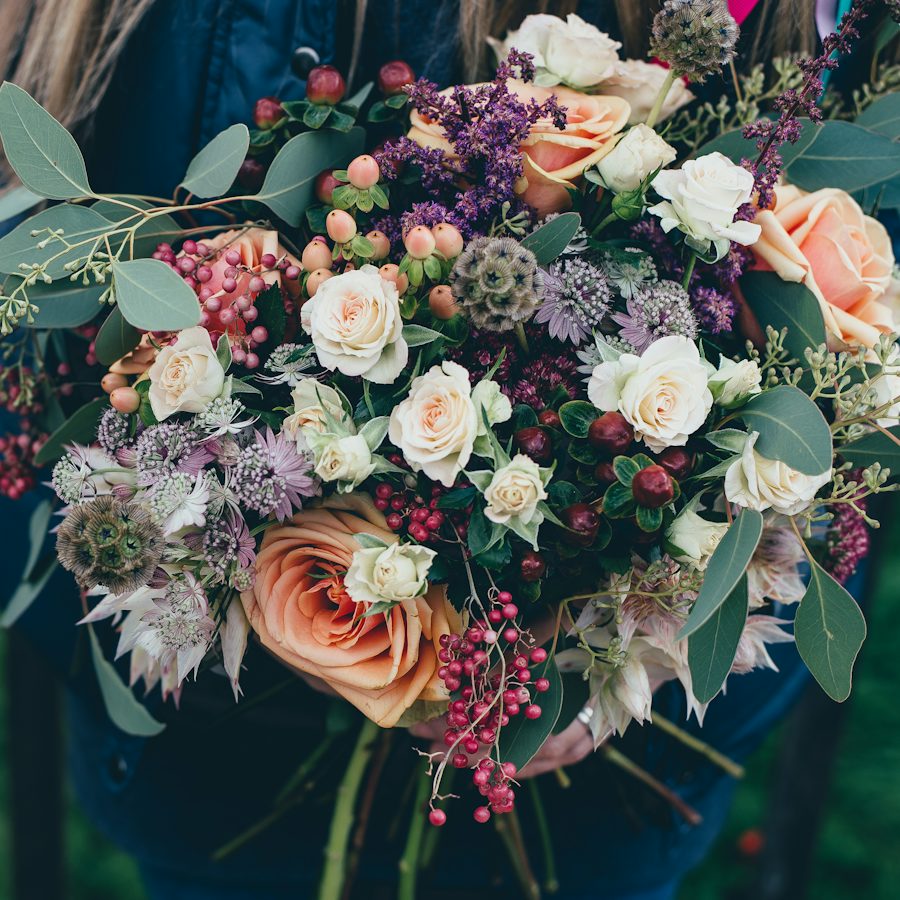 A bouquet of garden roses